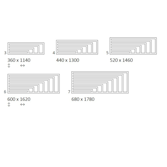 TERMA Angus H dizajnový radiátor Dosupné veľkosti