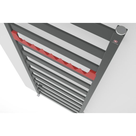 TERMA Vivo elektrický kúpeľňový radiátor 1390x500 farba Metallic Grey - pohľad zhora