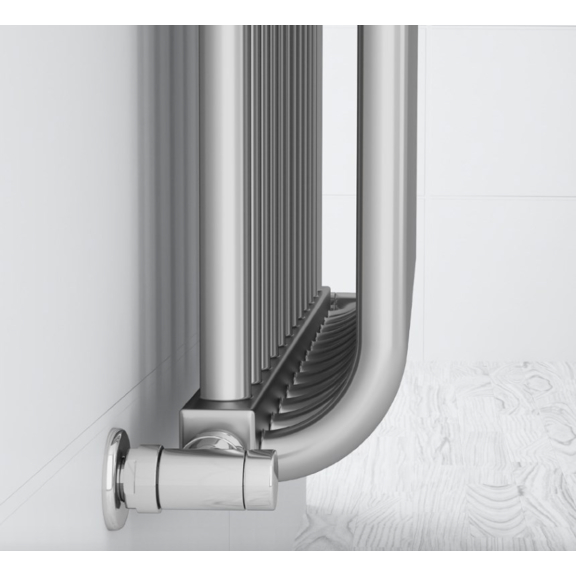 TERMA Delfin dizajnový radiátor  pod okno farba Chrome effect detail2