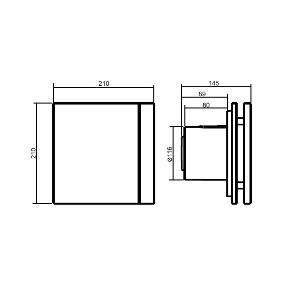 Ventilátor Silent 200 Design CHZ - rozmery
