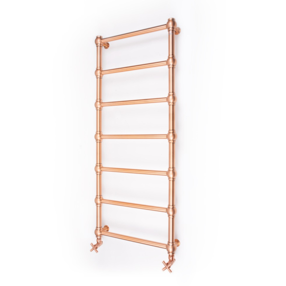 TERMA Retro dizajnový radiátor 1170x504 farba Cooper pohľad zboku